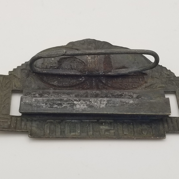 Boston Ma Antique Art Deco Metal Name Tag C Clasp Pin 20s State House 1.5"X1.75" - Picture 2 of 12